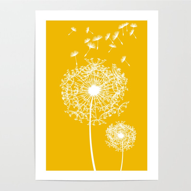 3pc Teal and Yellow Dandelion Prints Teal Wall Art Teal and Etsy UK