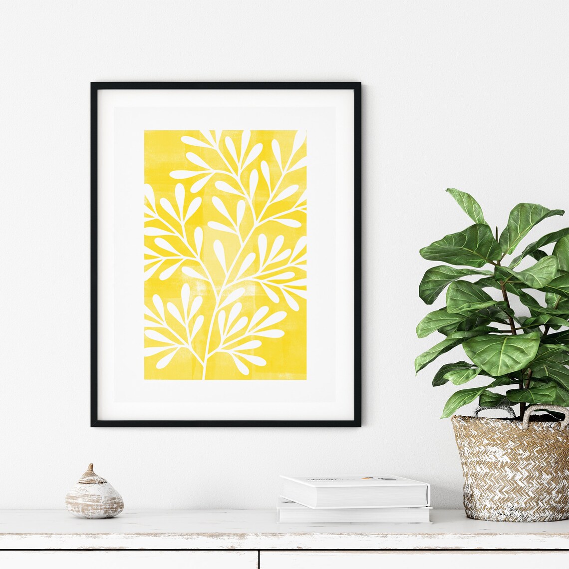 3pc Teal and Yellow leaf prints teal yellow wall art teal Etsy