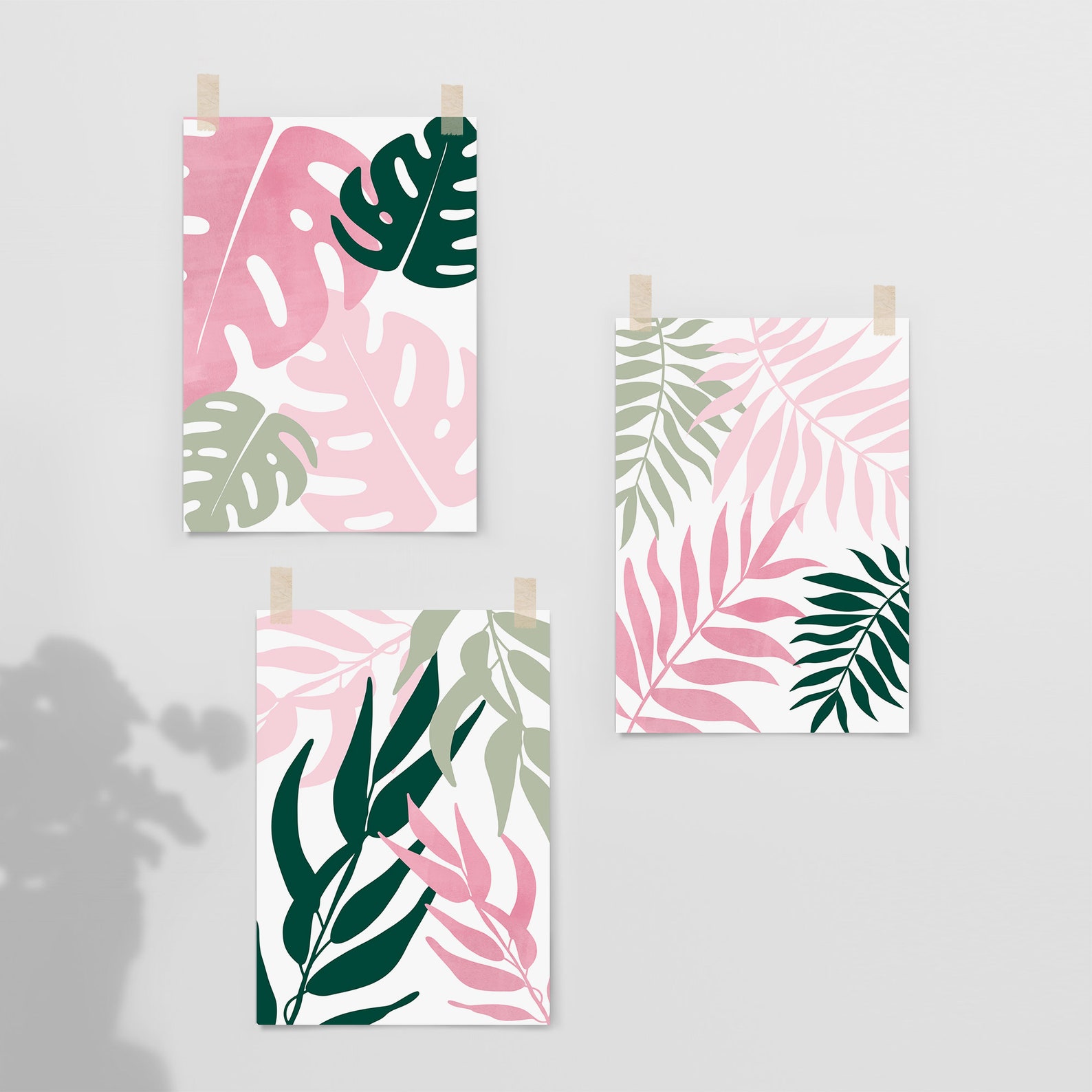 3pc Green and Pink Wall Art Pink and Green Art Prints Etsy UK