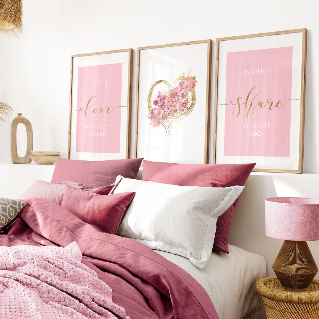 Pink and Gold Bedroom Prints Pink Wall Art Pink Wall Decor Pink and Gold Wall Art Bedroom Wall Decor Bedroom Print Set Pink Gold Art Etsy