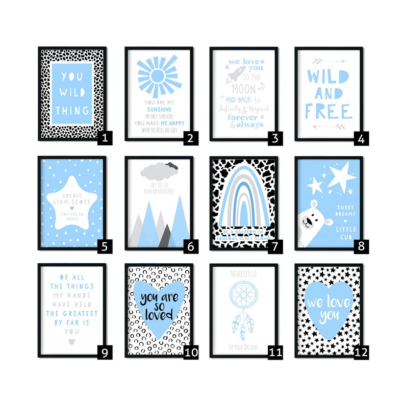 Baby Blue Nursery wall art baby blue nursery decor Blue | Etsy