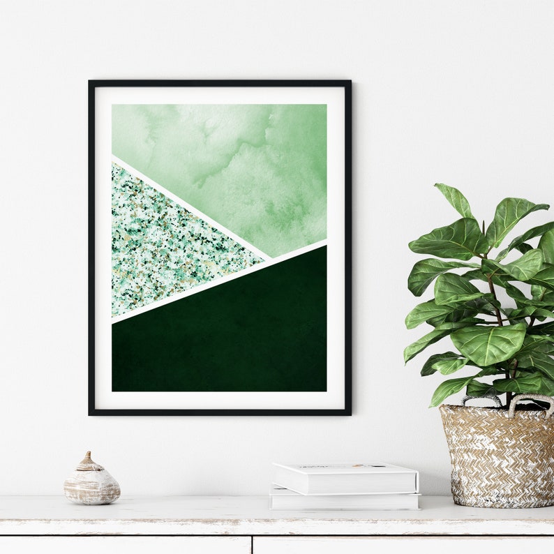 Set of 3 Green Wall Art Prints Green Prints Emerald green Etsy