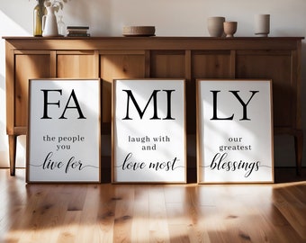 Family Quotes Print Set: Living Room Wall Art