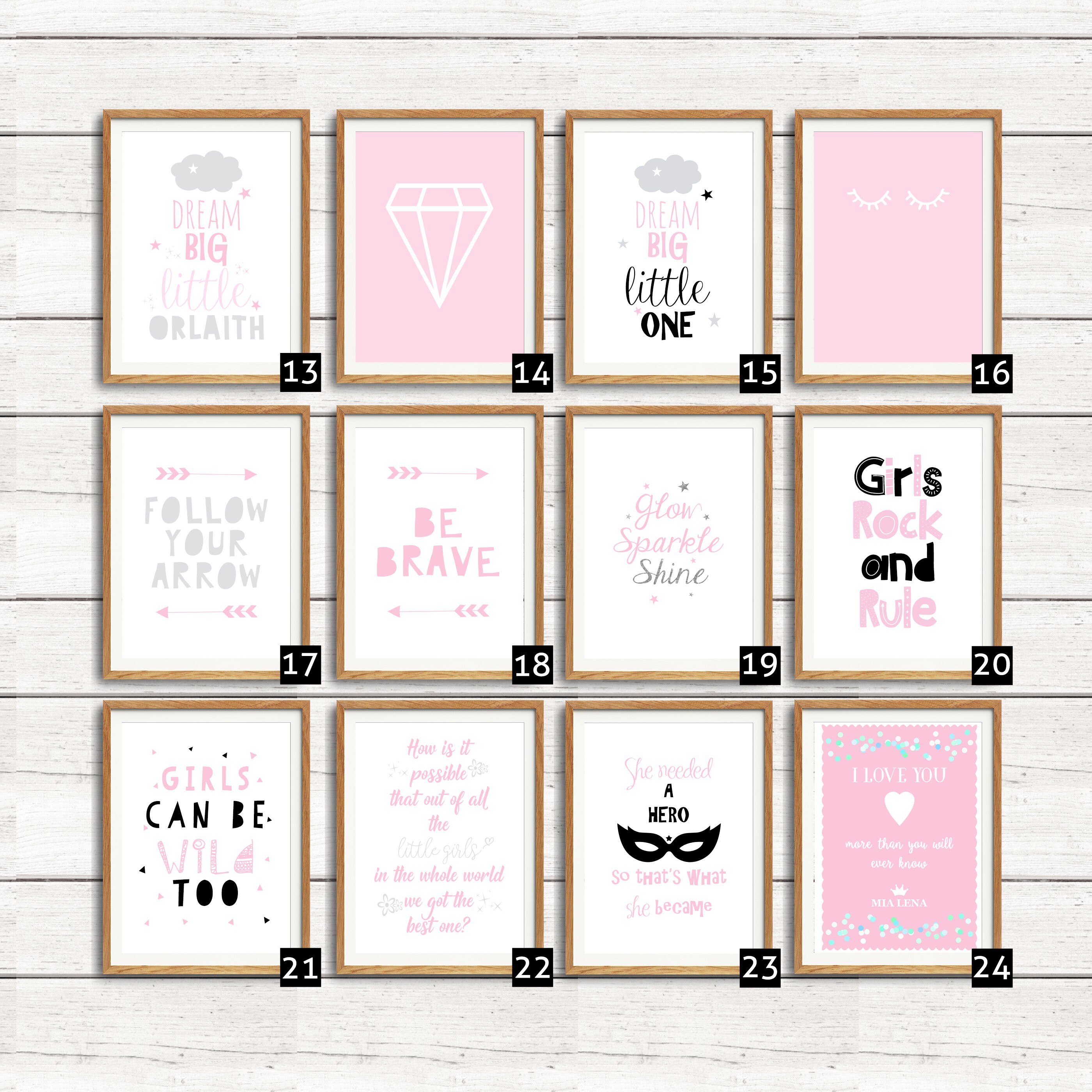 Pink Nursery Prints Baby Girl Nursery Baby Girl Wall Decor Etsy UK