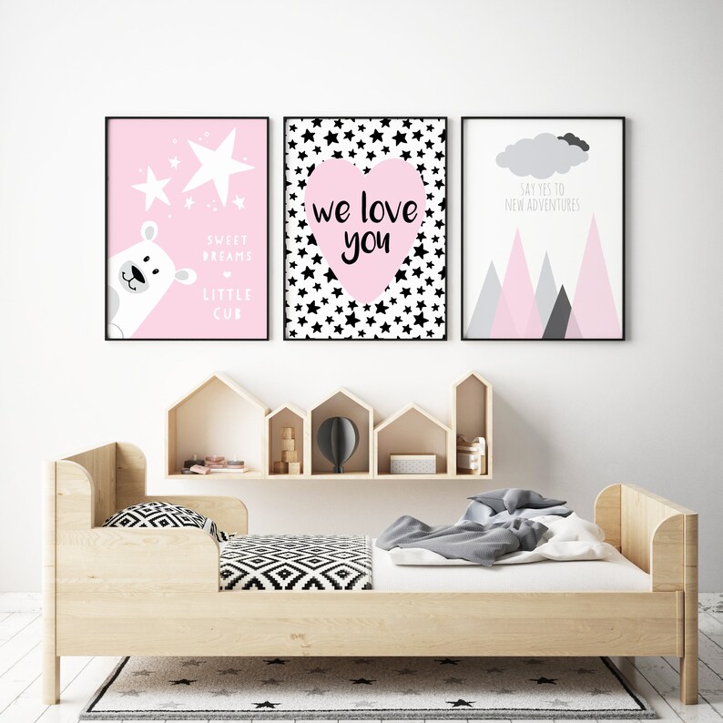 Pink Nursery Prints Baby Girl Nursery Baby Girl Wall Decor Etsy UK