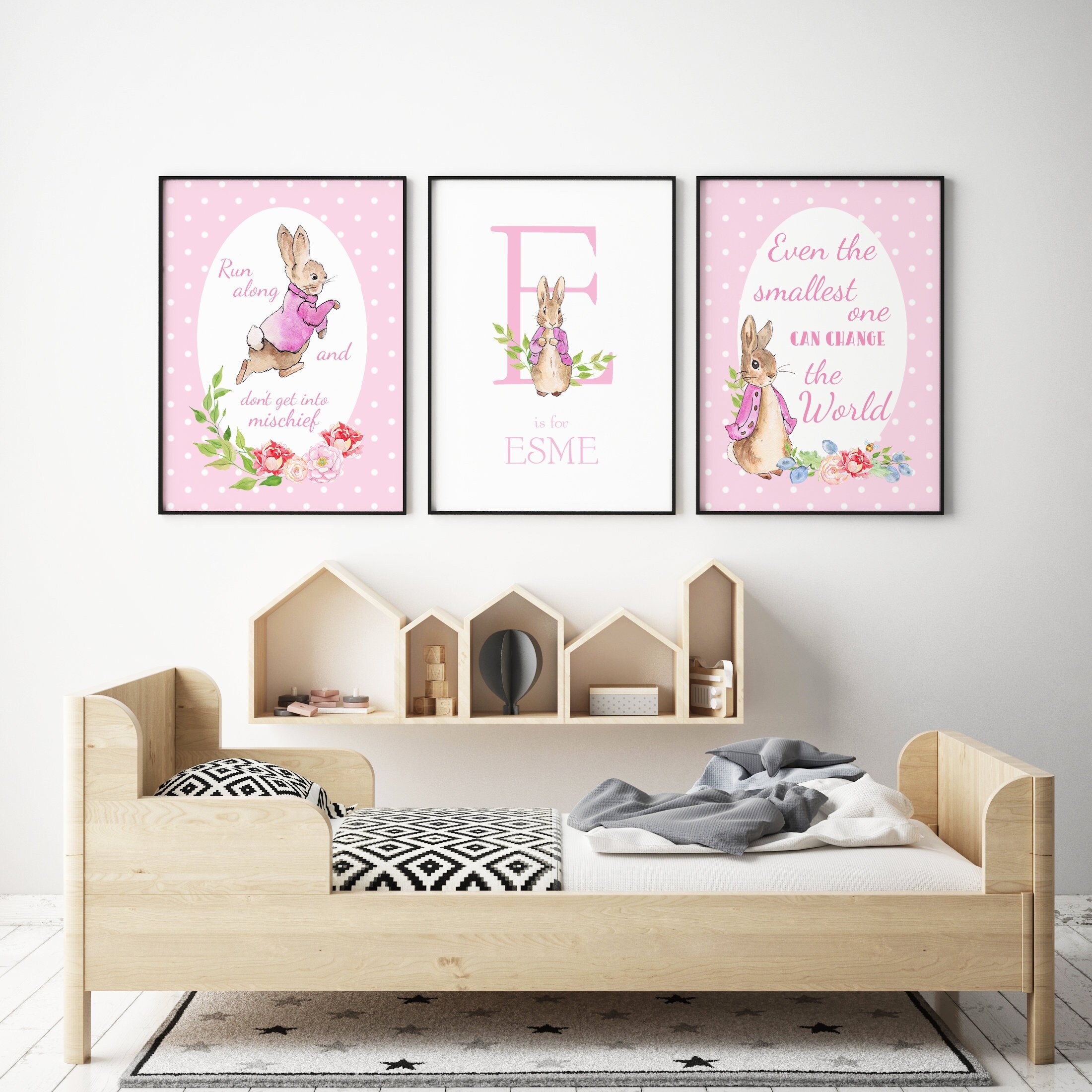 Pink Nursery Decor Pink Beatrix Potter Nursery. Custom Monogram Peter Rabbit Nursery Peter Rabbit Art Prints PETER RABBIT Wall Art