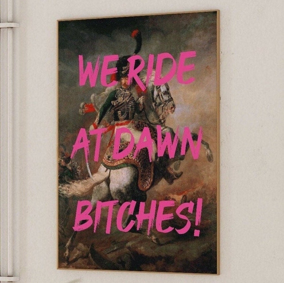 We Ride at Dawn Bitches Print: Pink Cowgirl Wall Art - Etsy