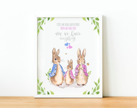 Peter Rabbit Nursery Prints, First We Had Each Other, Peter Rabbit Nursery Decor, Rabbit Nursery Art, Baby Girl Nursery, Boys Nursery Decor