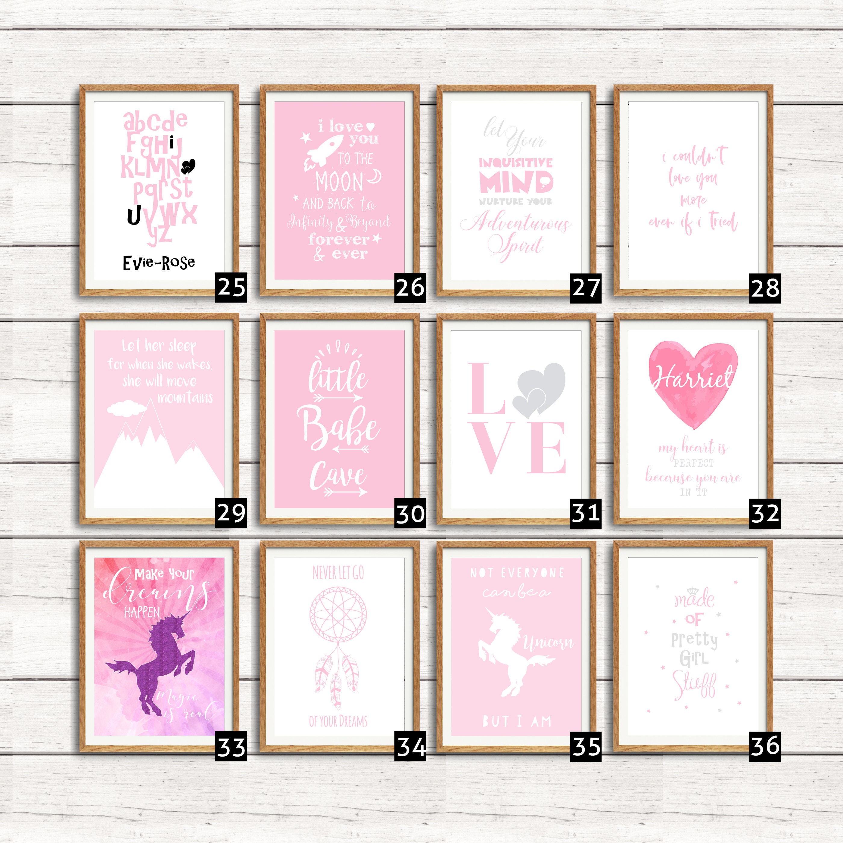 Pink Nursery Prints Baby Girl Nursery Baby Girl Wall Decor Etsy UK