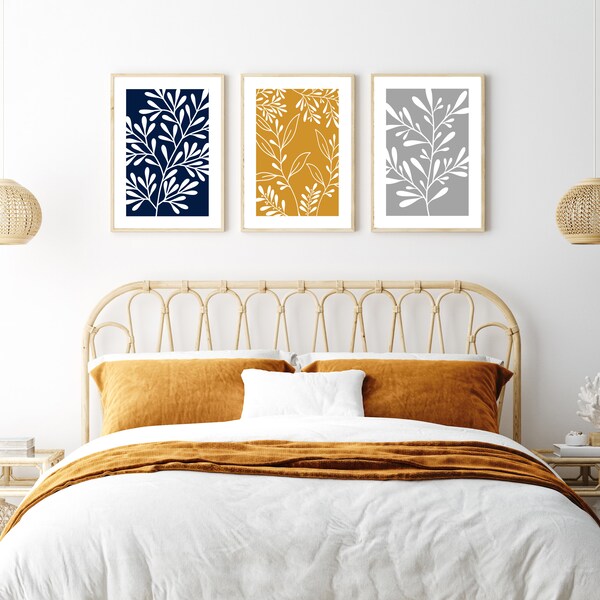 Mustard and Navy Etsy