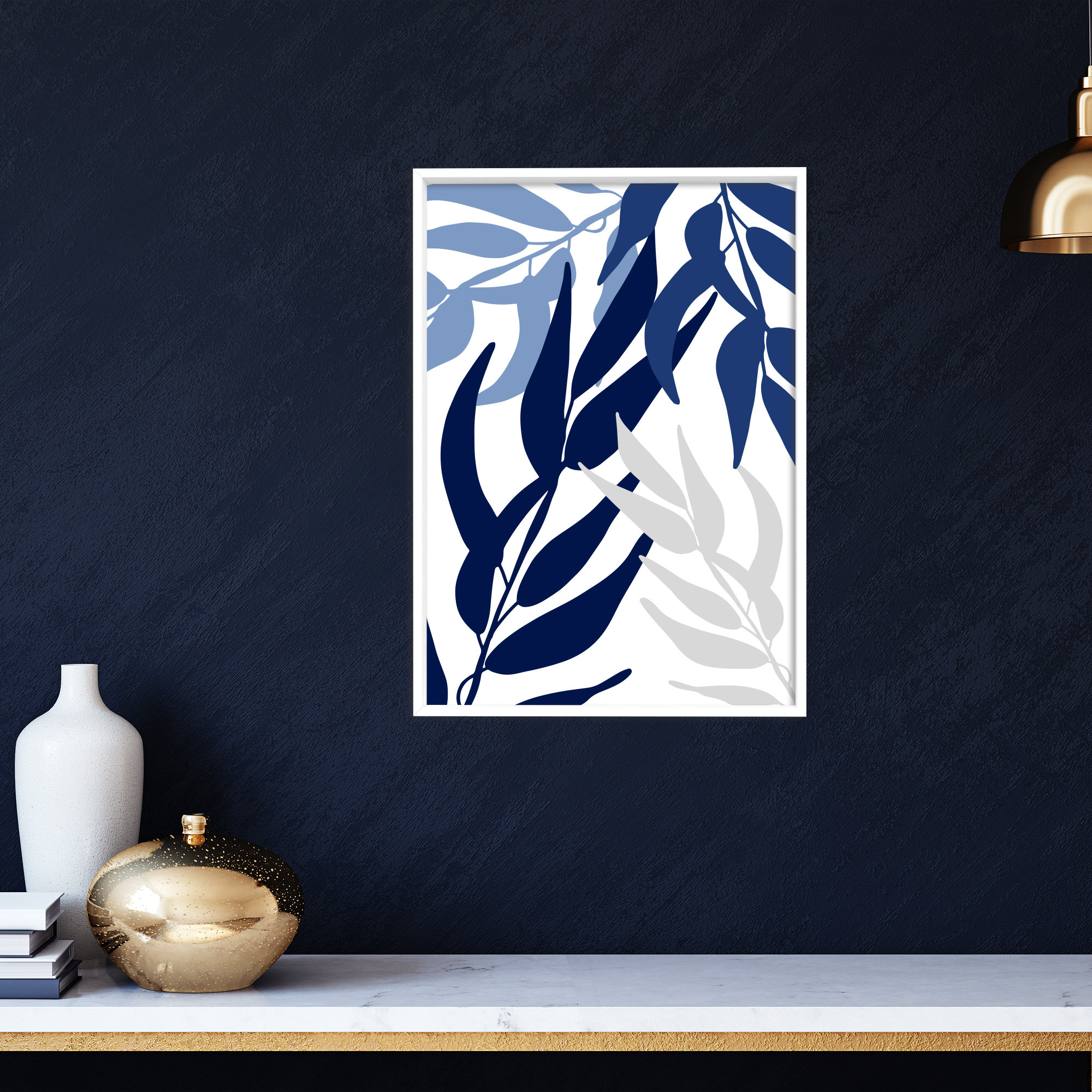 Blue Leaf Print Set: Modern Botanical Wall Art - Etsy
