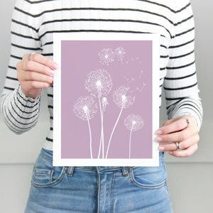 Set of 3 Lilac Dandelion art, purple wall art, purple living room prints, dandelion wall art, lilac Wall Art, dandelion decor, Lilac prints image 6