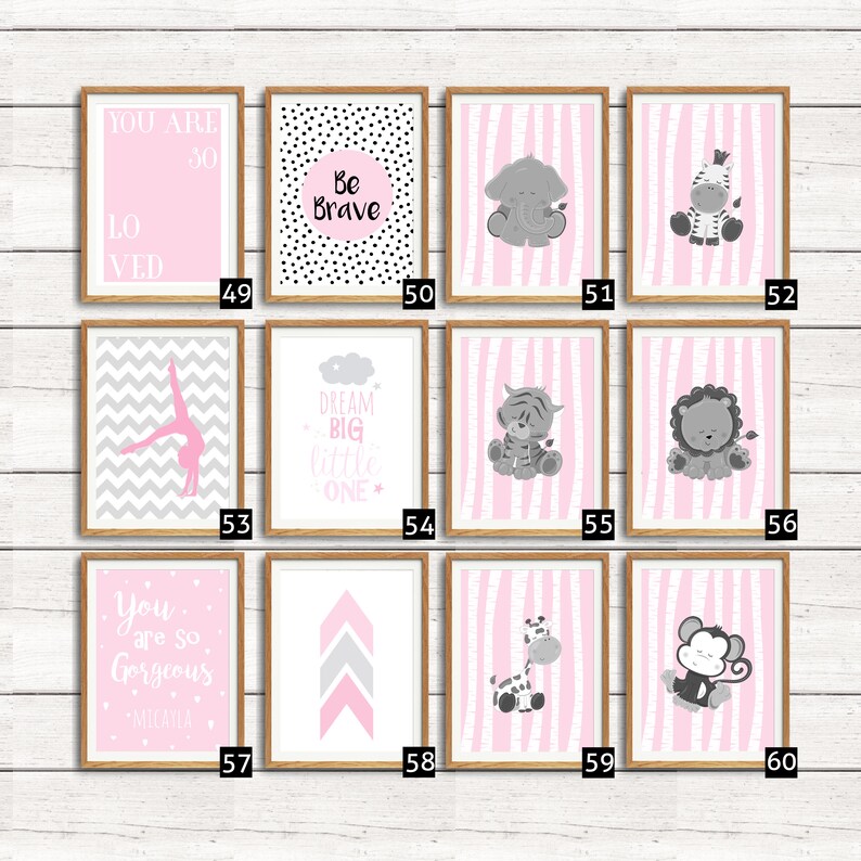 Pink Nursery Prints Baby Girl Nursery Baby Girl Wall Decor Etsy UK