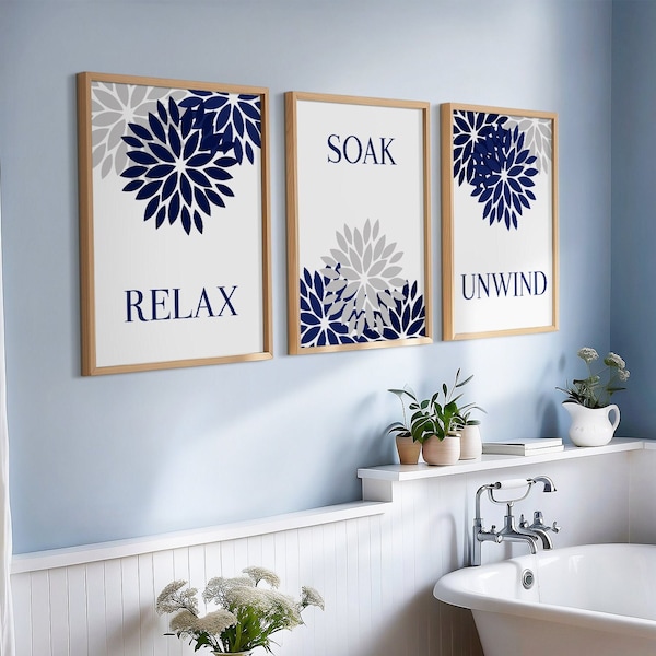 Bathroom Blue Pictures Decor Etsy