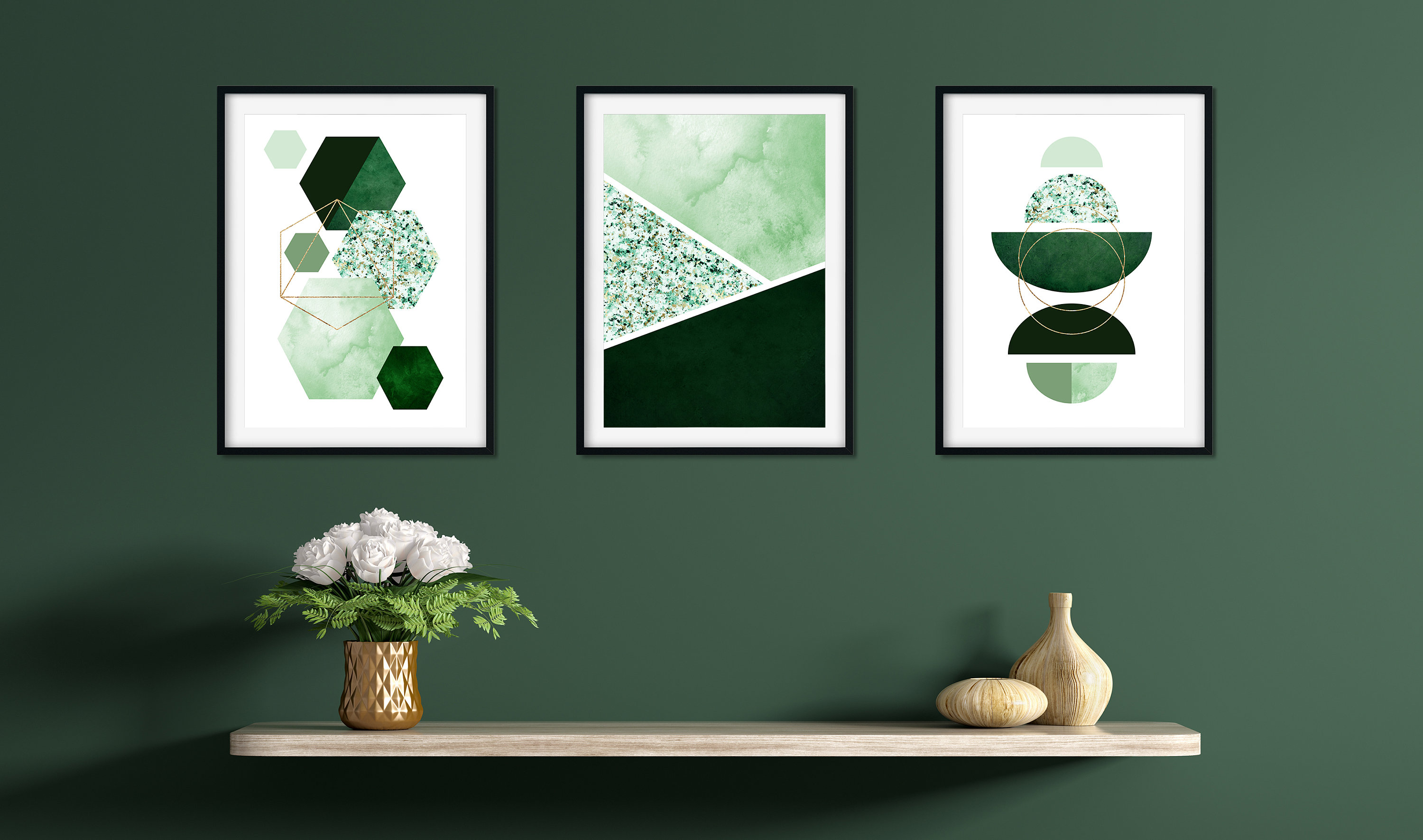 Set of 3 Green Wall Art Prints Green Prints Emerald Green Etsy Canada