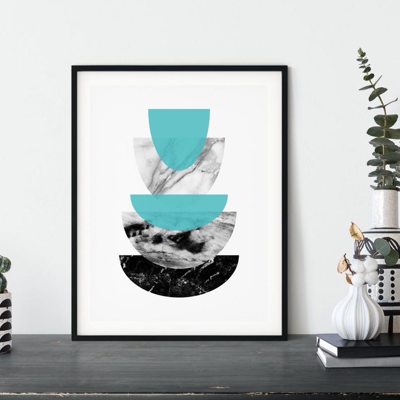 Set of 3 Teal Wall Art Teal Home Decor Teal and Black Wall Etsy UK
