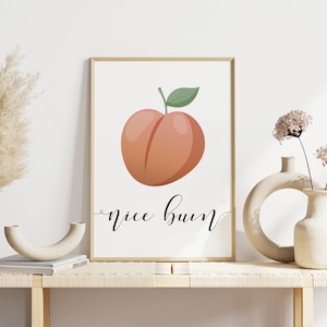 Nice Bum Peach Print, Peach bathroom decor, peach bathroom wall art, peach wall decor, bathroom prints, peachy bum print, Peach bathroom