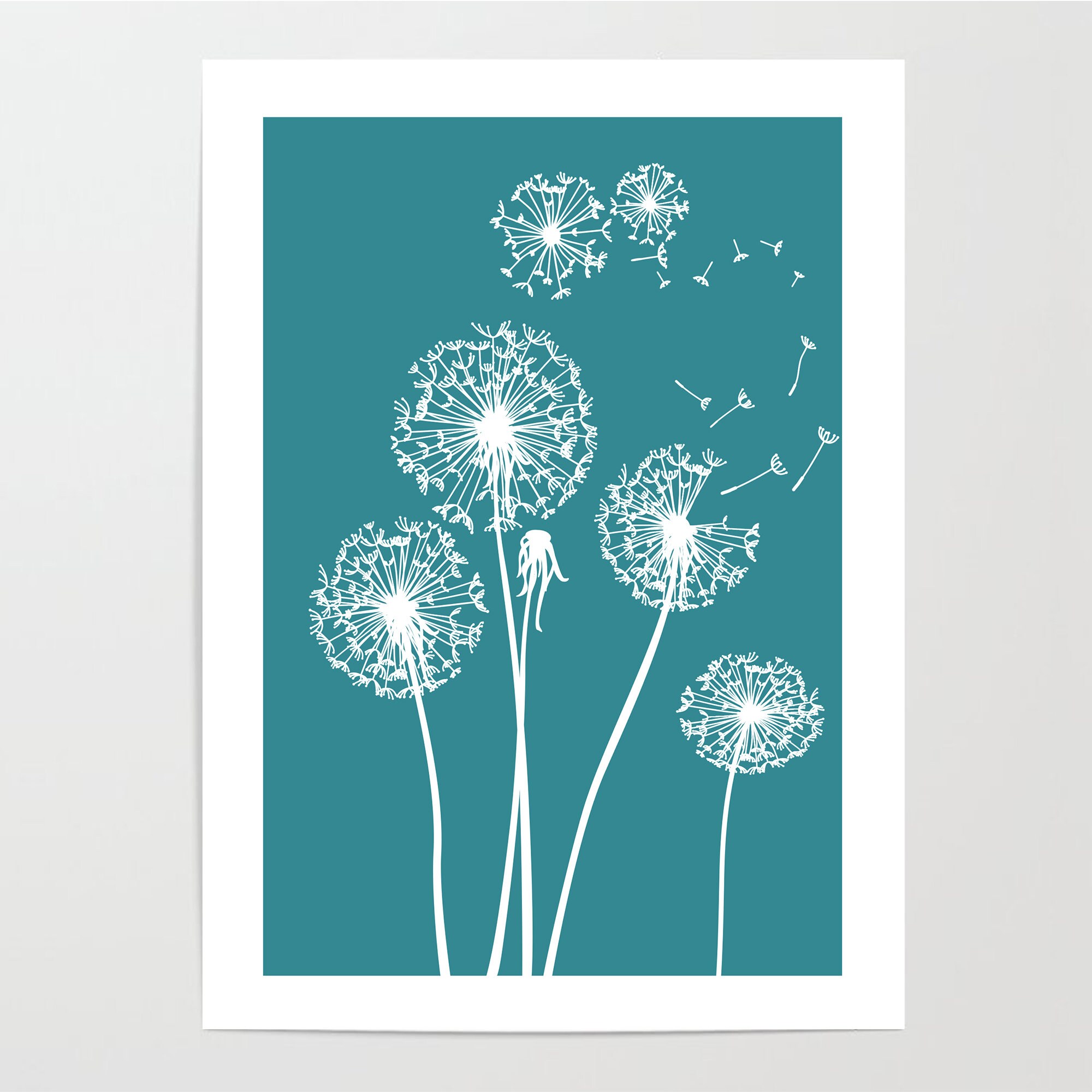 3pc Teal and Yellow Dandelion Prints Teal Wall Art Teal and Etsy UK