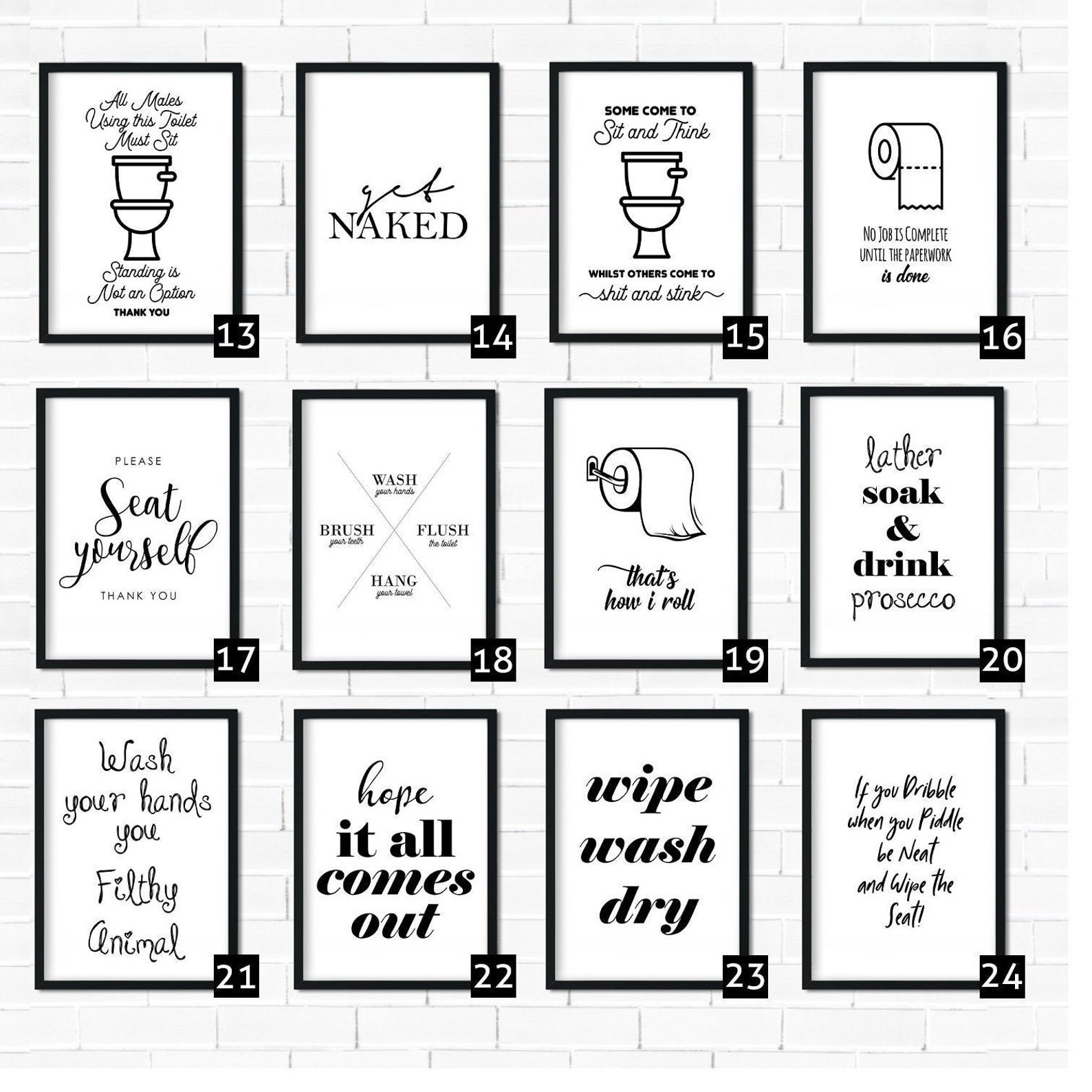 Bathroom Quotes Bathroom Prints Bathroom Wall Decor Etsy UK