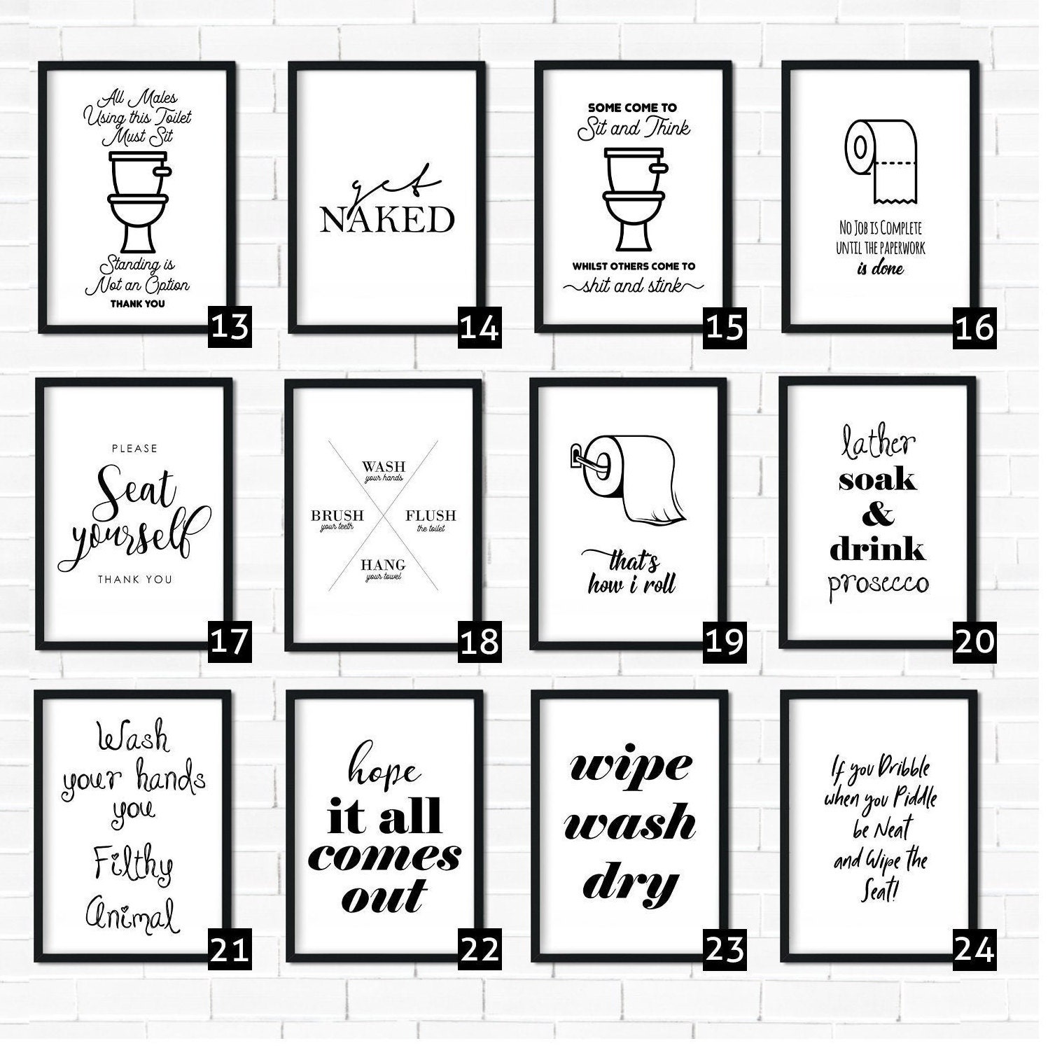 Bathroom Quotes Bathroom Prints Bathroom Wall Decor Etsy UK