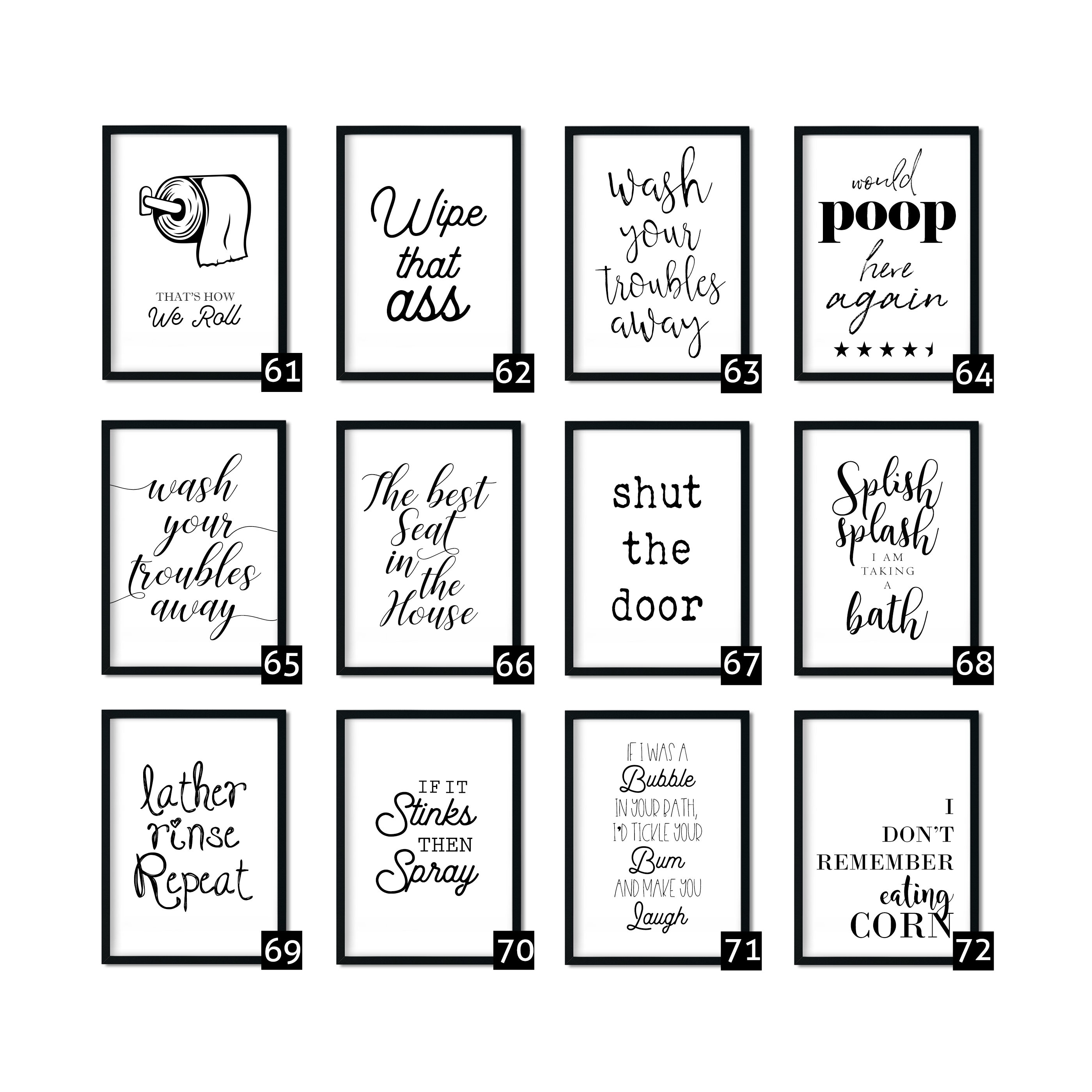 Bathroom Quotes Bathroom Prints Bathroom Wall Decor | Etsy UK