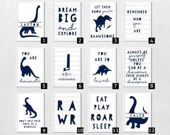 Blue dinosaur prints, dinosaur art, navy blue dinosaur nursery, Dinosaur Decor, Boys Room Decor, Dinosaur Prints,  Dinosaur Wall Art