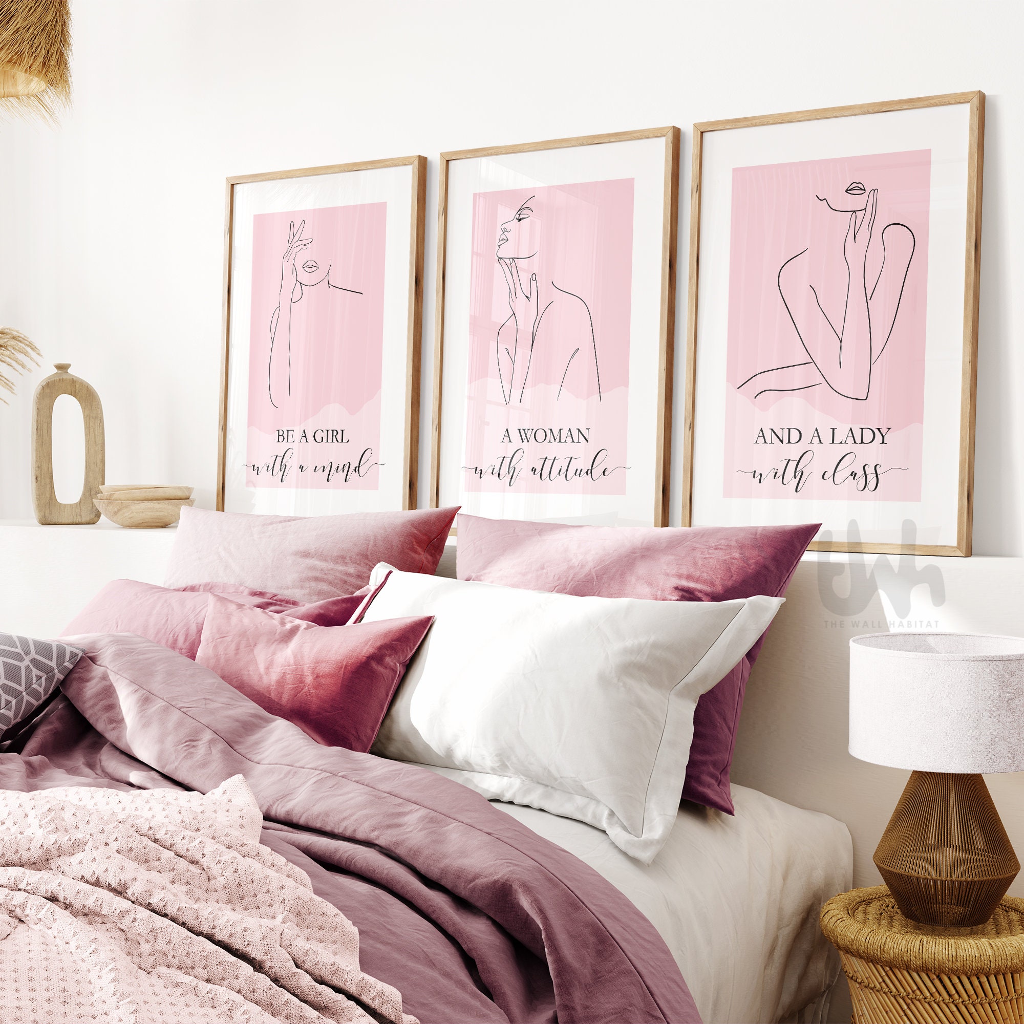 Blush Pink Bedroom Prints Beauty Quotes for Women Pink Bedroom Wall Art Make up Room Prints Beauty Salon Decor Positive Quotes Etsy