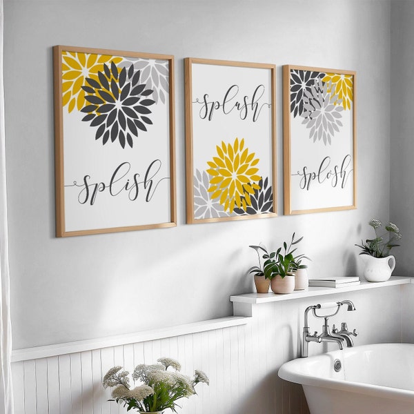 Yellow Gray Wall Art Etsy