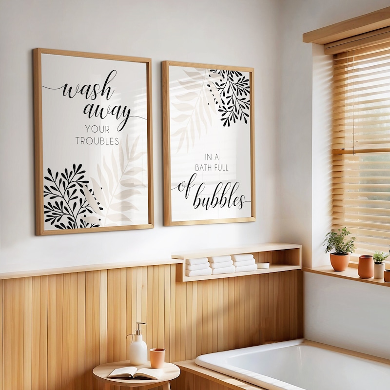 Black Bathroom Art - Etsy