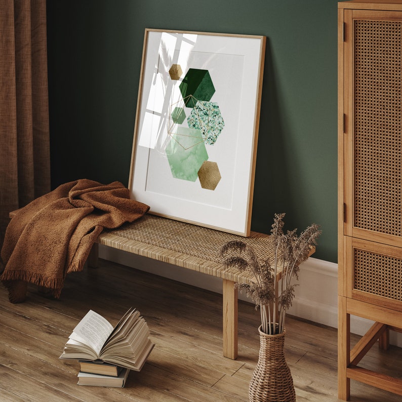 Set of 3 Green and Gold Wall Art Prints Green and Gold Etsy