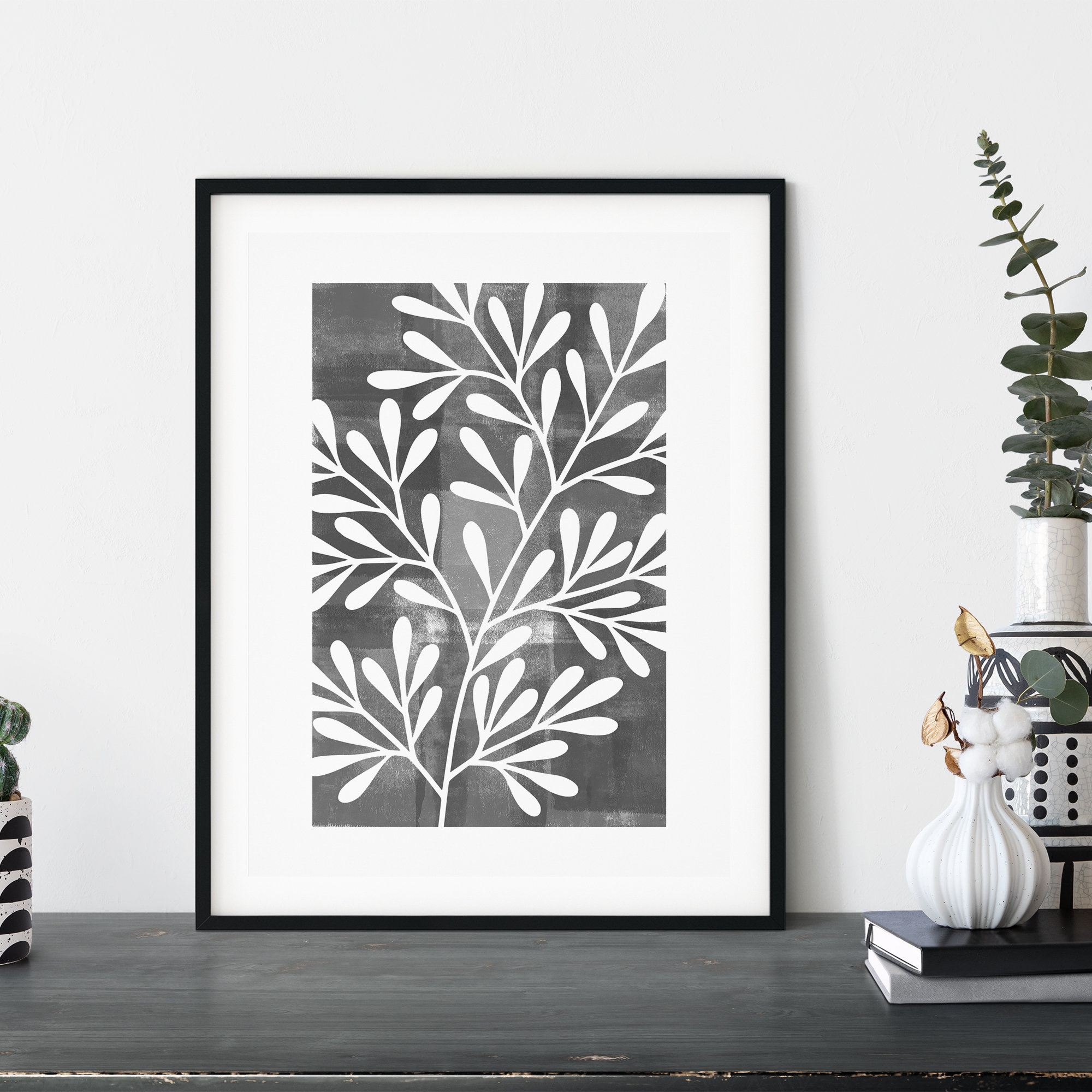 Mustard Floral Print Set: Yellow & Gray Botanical Wall Art - Etsy