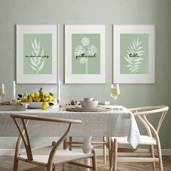 3pc Dining Room Prints, the Best Memories Are Made, Sage Green Kitchen Decor,  Dining Room Wall Art, Dining Room Gather Sign, Sage Green Art 