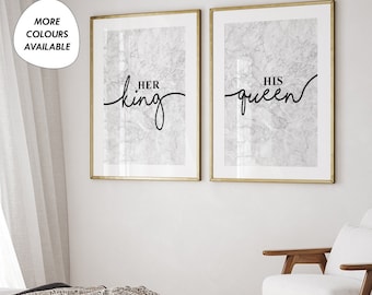 Bedroom Art, Master Bedroom Decor Over the bed prints, Her King His Queen prints, Bedroom Quotes, Bedroom wall art, Bedroom gifts for couple