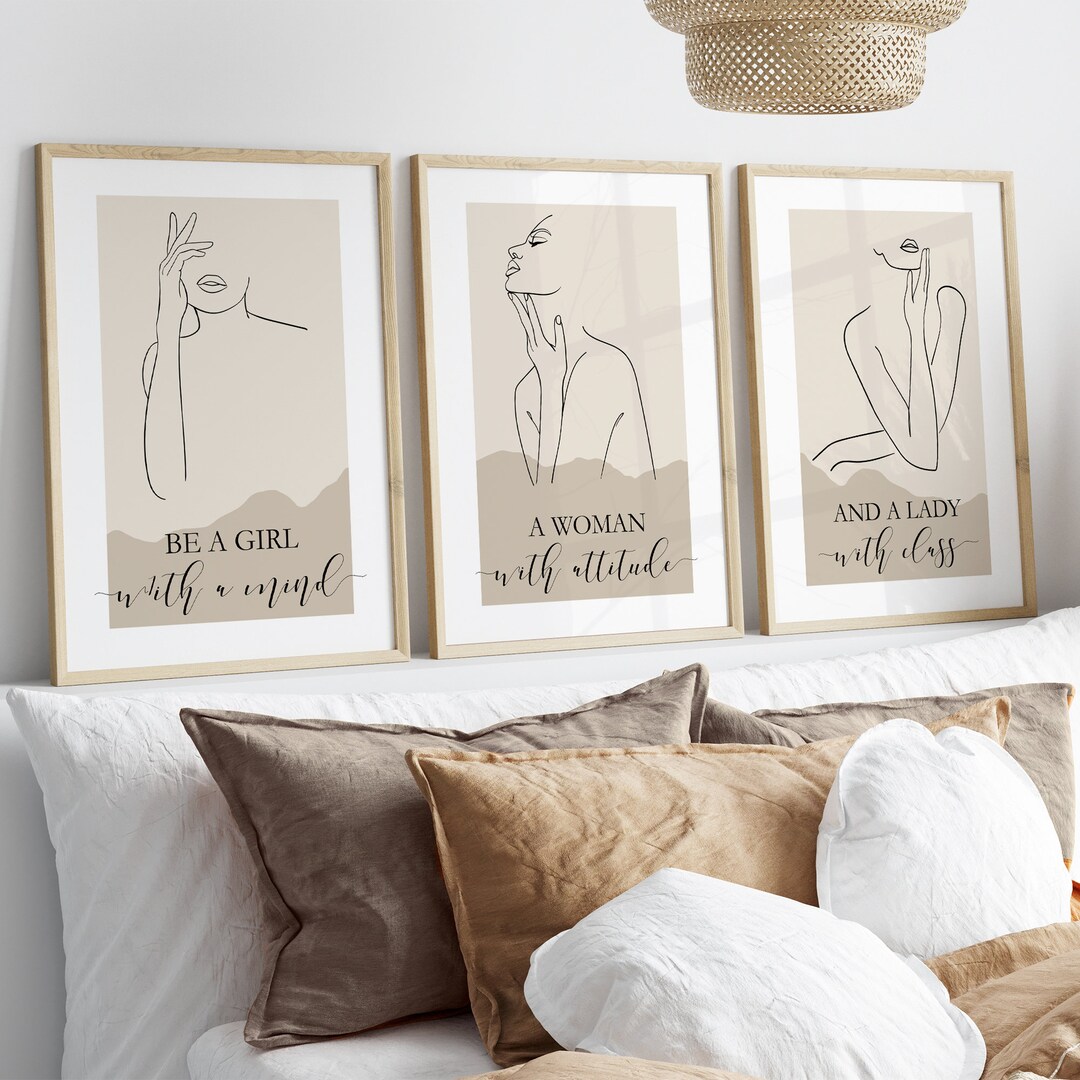 Black and Beige Bedroom Prints, Dressing Room Decor, Bedroom Wall Art