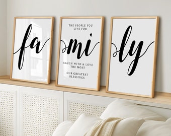 Printset familiecitaten: moderne muurkunst woonkamer