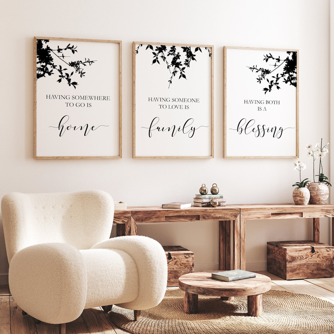 3pc Family Quotes Wall Art, Family Print Art, Living Room Wall Decor