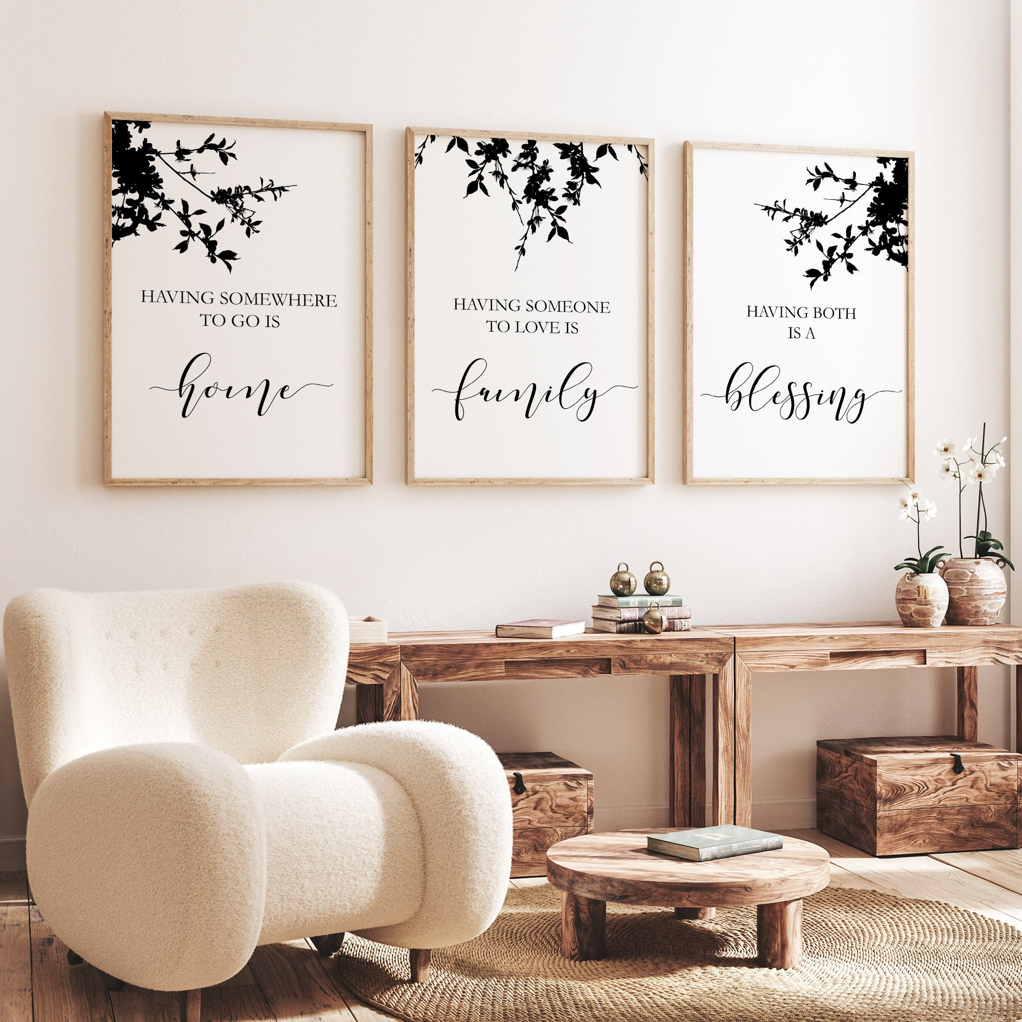 3pc Family Quotes Wall Art, Family Print Art, Living Room Wall ...