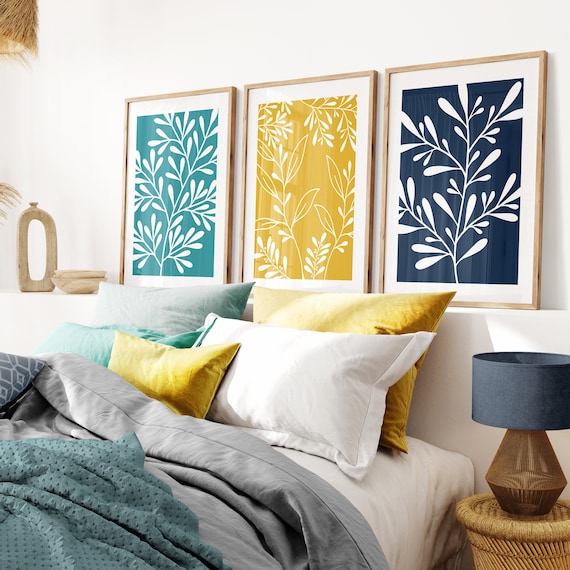 3pc Teal Mustard Navy Prints Teal Yellow Wall Art Ochre Art Teal Mustard Wall Art Teal Art Teal Home Decor Teal and Yellow Living Room Etsy Canada