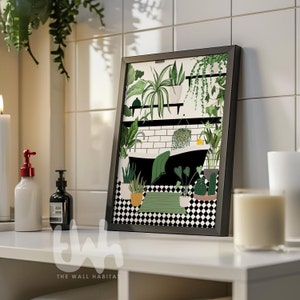Bathroom Plant Prints, bathroom decor, green wall art, green bathroom wall decor, bathroom plant art, bathroom prints, plant prints
