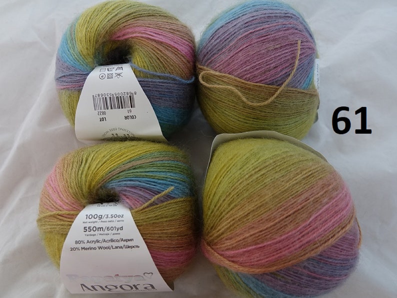 1 Grosse Pelote cake 100 gr ou 200 gr 20 % laine Angora Papatya Angora Merino 61