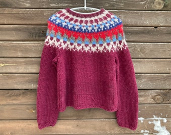 Icelandic Sweater Hand knitted from Lopi Wool Size XS-S