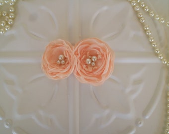 Vintage inspired ivory chiffon and lace hair pins, bridal hair pins