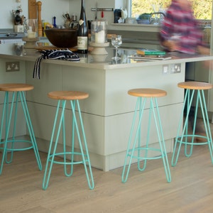 Hairpin Leg Bar Stool Counter Stool. Plywood. Oak. Walnut.