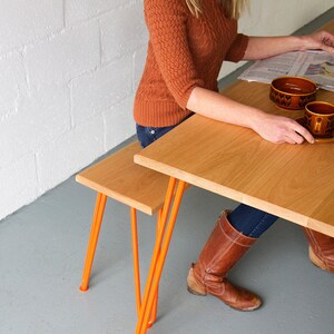 Hairpin leg Dining Table. For Eight. Plywood. Oak. Walnut. Scandi image 2