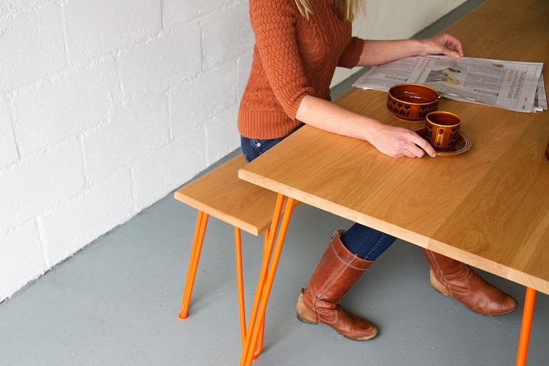 Hairpin leg Dining Table. For Eight. Plywood. Oak. Walnut. Scandi image 2