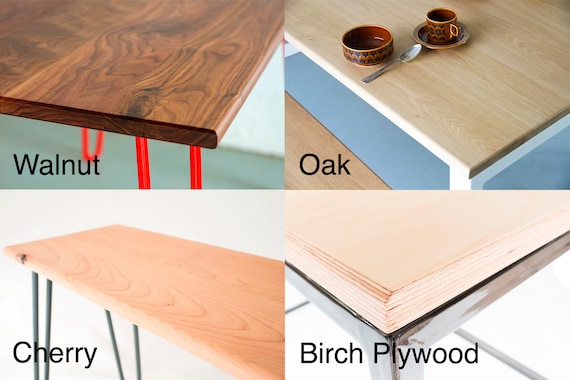 Desk With Chunky Minimalist Legs. Plywood. Oak. Walnut. Large