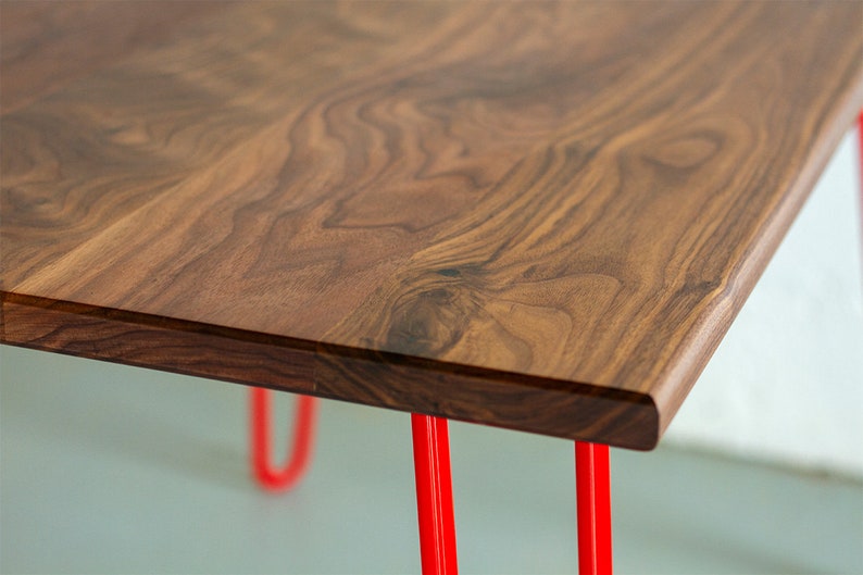 Hairpin leg Dining Table. For Eight. Plywood. Oak. Walnut. Scandi image 4