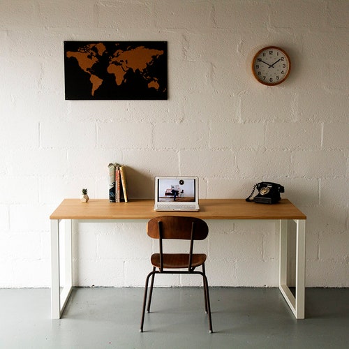 Desk With Chunky Minimalist Legs. Plywood. Oak. Walnut. Large Etsy
