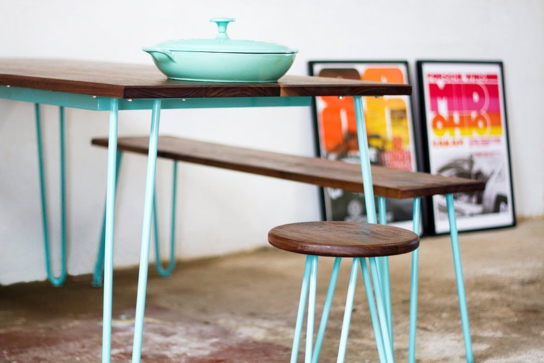 Hairpin Leg Dining Set. for Eight. With Benches. Plywood. Oak. Etsy