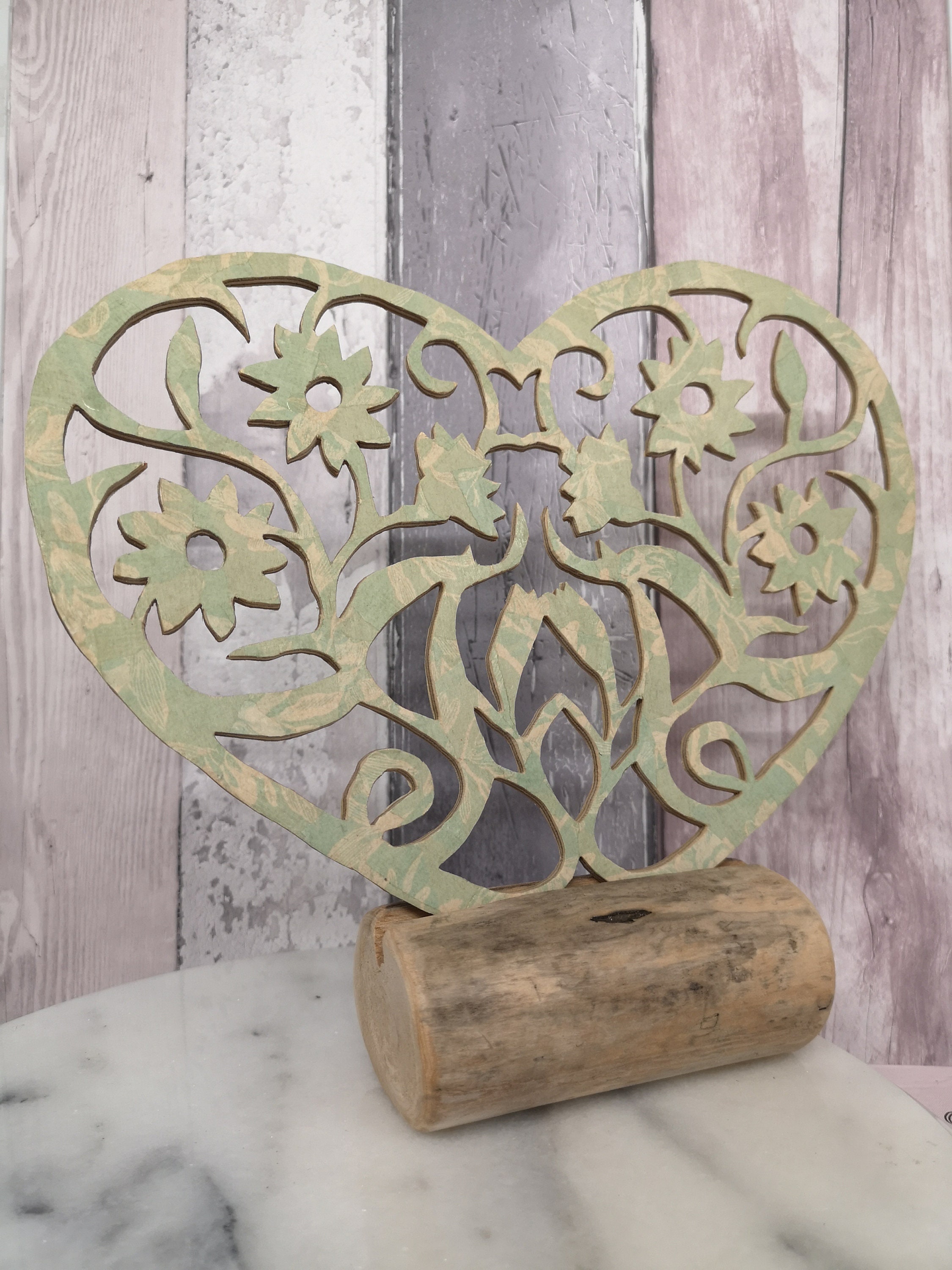 Decoupaged 3D Wooden heart with three different ways to Etsy